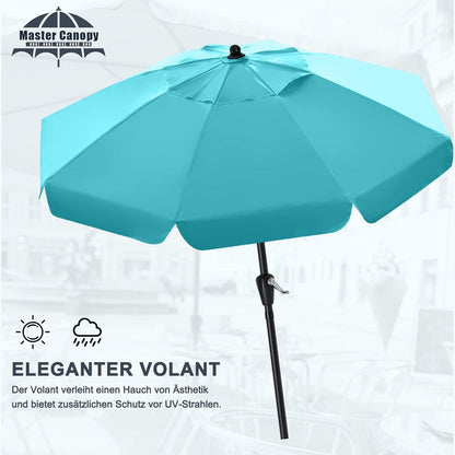 Sonnenschirm 270cm neigbar mit Volant, Türkis