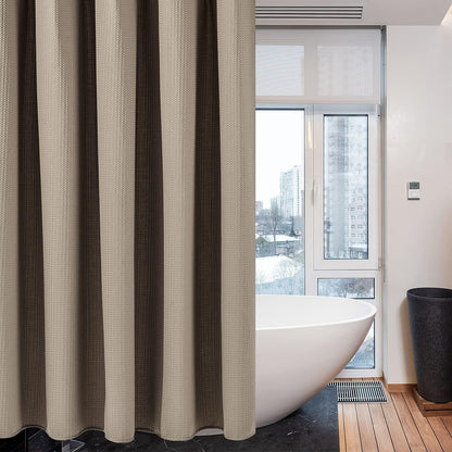 Badewanne Vorhang Waffelstoff mit Metallhaken 182x182 cm Khaki 1er Pack