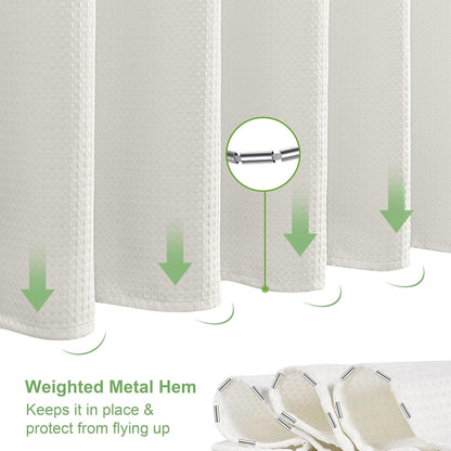 Waffel Duschvorhang Stoff Textil Badewannenvorhang Anti Schimmel Set 182x182cm