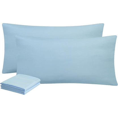 Kissenbezug 40x80 2er Set Hellblau Mikrofaser mit Reißverschluss