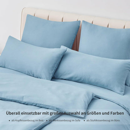 Kissenbezug 40x80 2er Set Hellblau Mikrofaser mit Reißverschluss