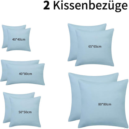 Kissenbezug 40x80 2er Set Hellblau Mikrofaser mit Reißverschluss