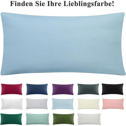 Kissenbezug 40x80 2er Set Hellblau Mikrofaser mit Reißverschluss
