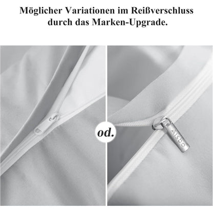 Kissenbezug 80x80 2er Set Reißverschluss Mikrofaser Hellgrau