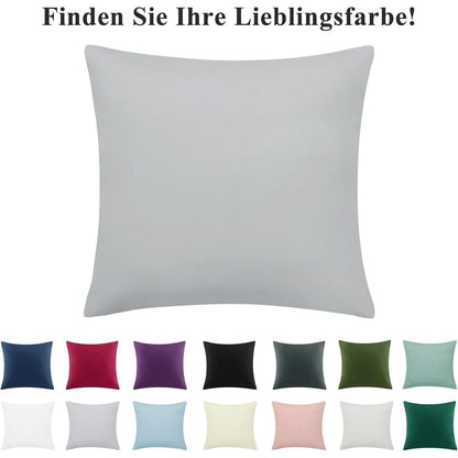Kissenbezug 80x80 2er Set Reißverschluss Mikrofaser Hellgrau