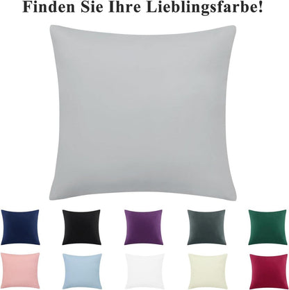 Kissenbezug 80x80 Hellgrau 2er Set Mikrofaser Reißverschluss