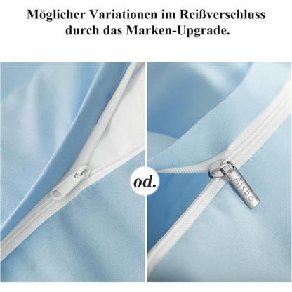 Kissenbezug 80x80 2er Set Hellblau Mikrofaser Reißverschluss