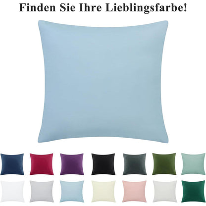 Kissenbezug 80x80 2er Set Hellblau Mikrofaser Reißverschluss