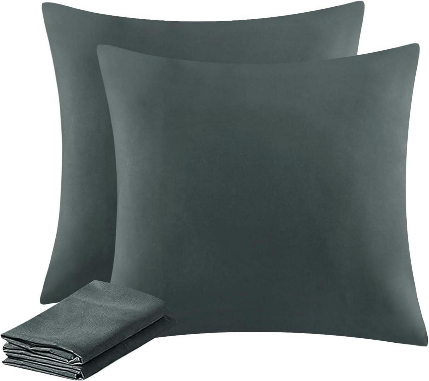 Kissenbezug Anthrazit Mikrofaser 80x80cm Reißverschluss 2er Set