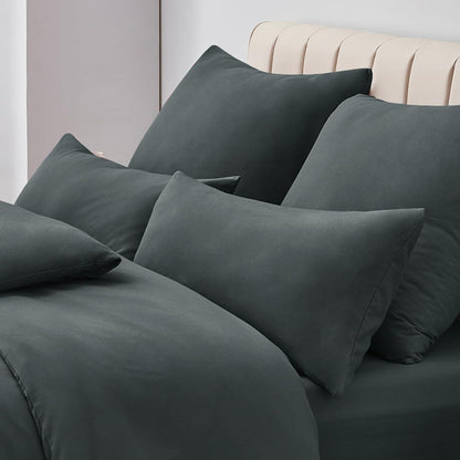 Kissenbezug Anthrazit Mikrofaser 80x80cm Reißverschluss 2er Set