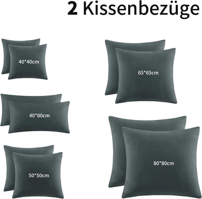 Kissenbezug 80x80 2er Set Anthrazit Mikrofaser Reißverschluss weich