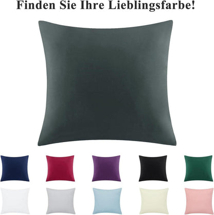 2er Set Kissenbezug 80x80 Anthrazit Mikrofaser Reißverschluss Weich