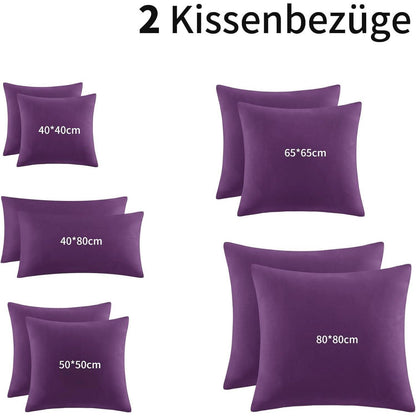 Kissenbezug 40x80 lila 2er Set Mikrofaser Reißverschluss