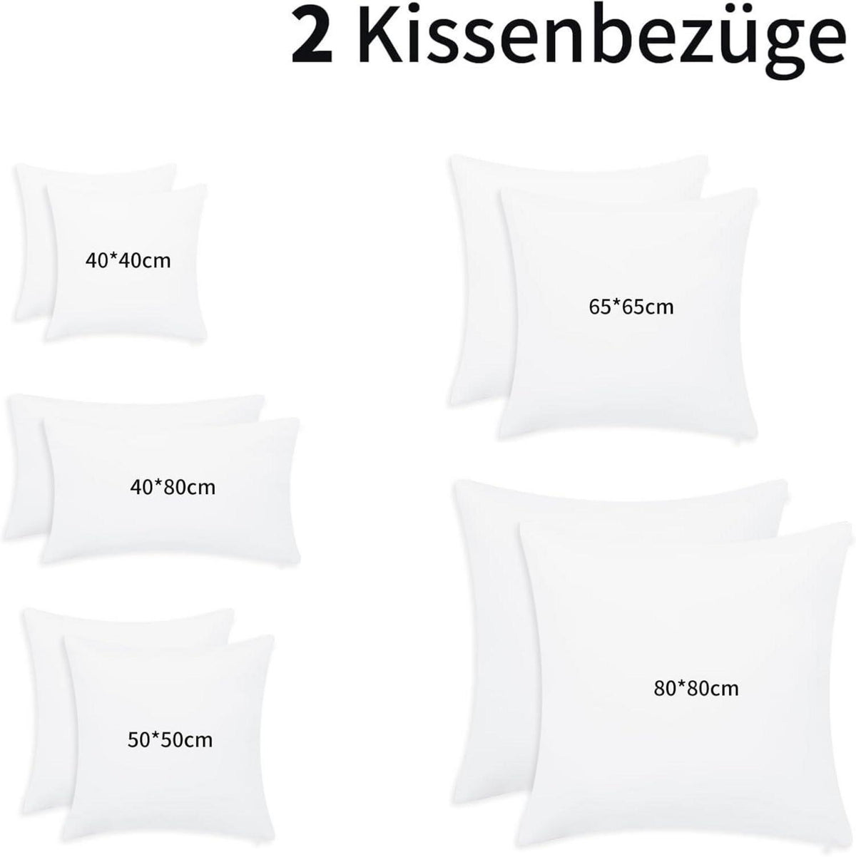 Kissenbezug 40x80 Weiß 2er Set Mikrofaser Reißverschluss