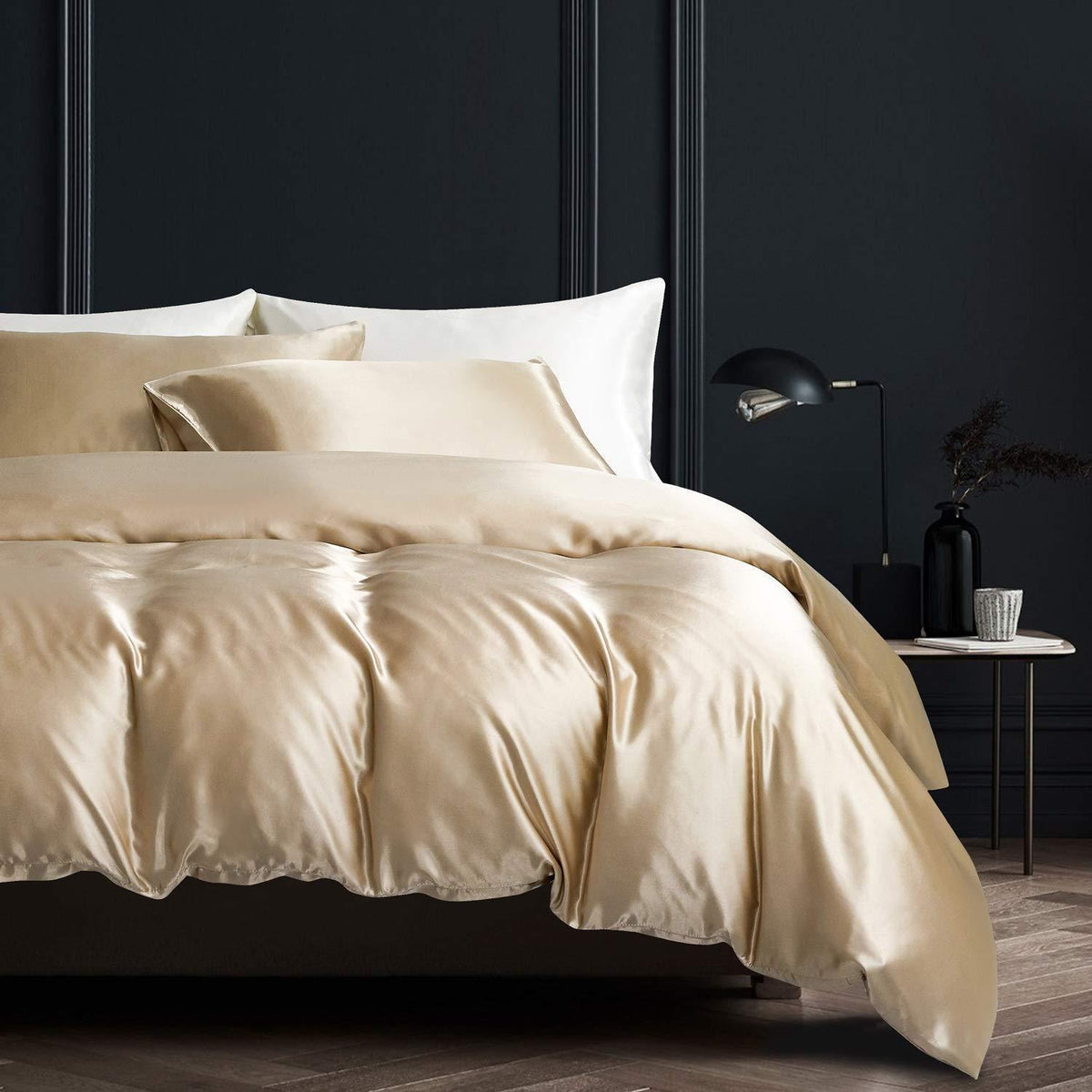 Satin Bettwäsche Set 135x200cm - Goldfarben, 4-teilig