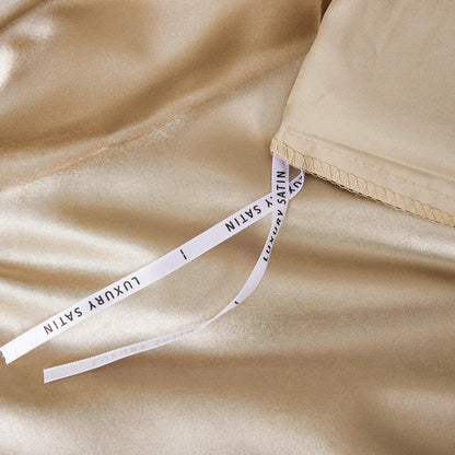 Satin Bettwäsche Set 135x200cm - Goldfarben, 4-teilig