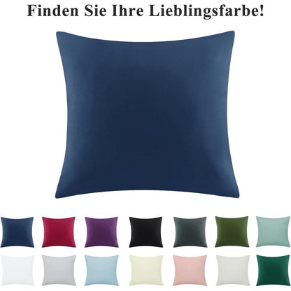Kissenbezug 80x80 Blau Mikrofaser 2er Set reißverschlussfest