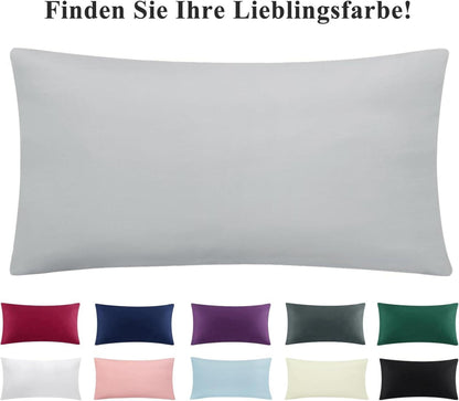 Kissenbezug 40x80 2er Set Hellgrau Reißverschluss Mikrofaser Weich