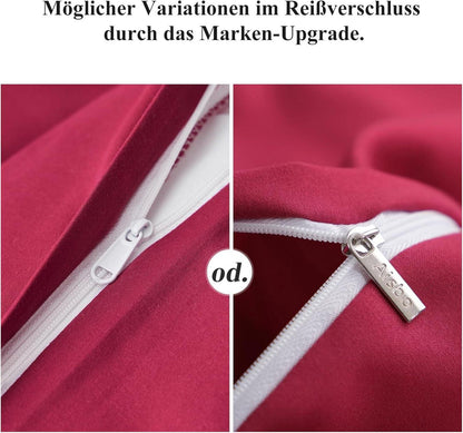 Kissenbezug 80x80 2er Set Rot Mikrofaser Reißverschluss