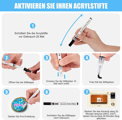 Acrylstifte Wasserfest Permanent für Steine Bemalen Set 3 Schwarz 3