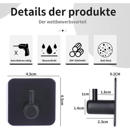 JS Klebehaken Extra Stark Edelstahl Schwarz 6 Stück