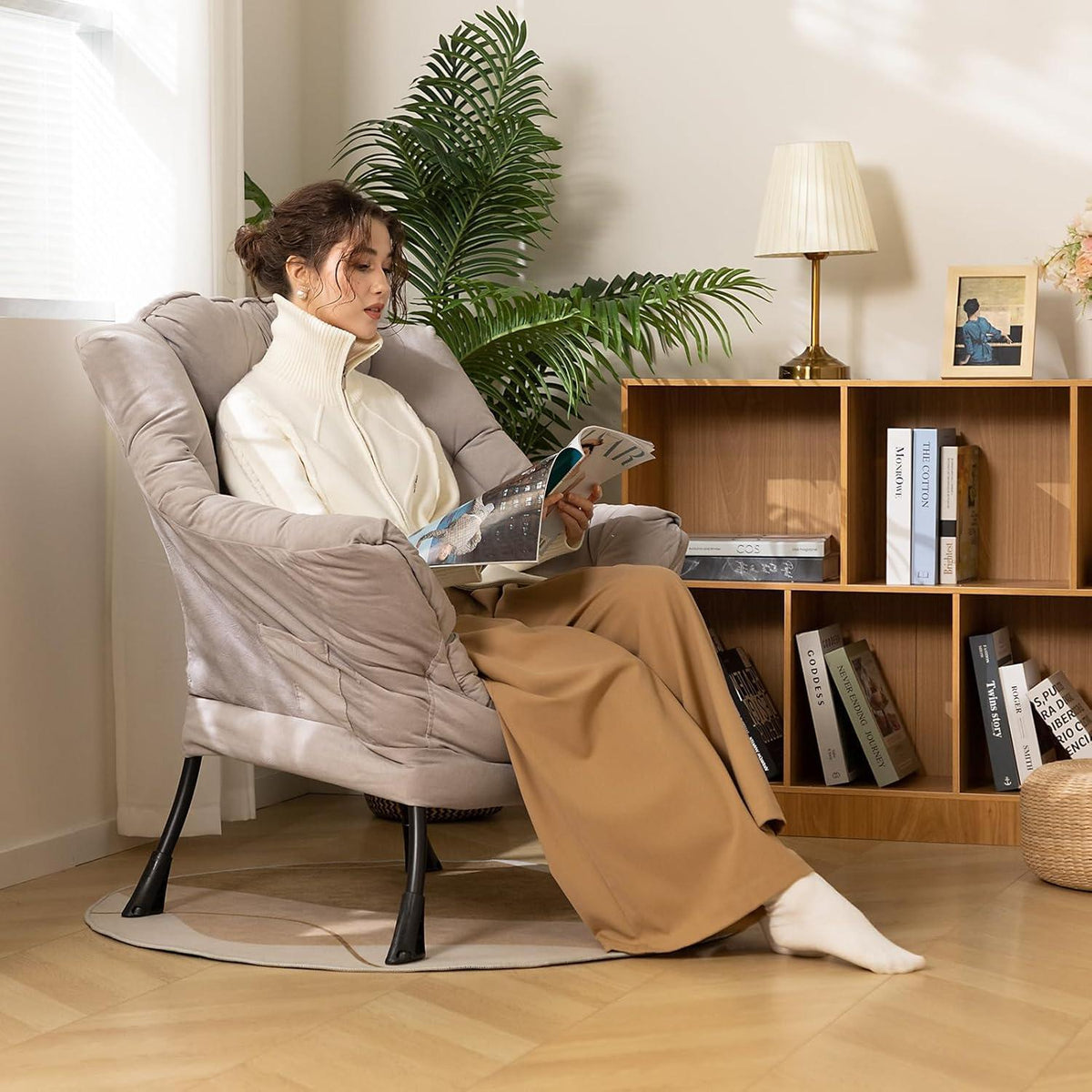 Lesesessel Ohrensessel Grau – Bequemer Lounge Sessel für Wohnzimmer