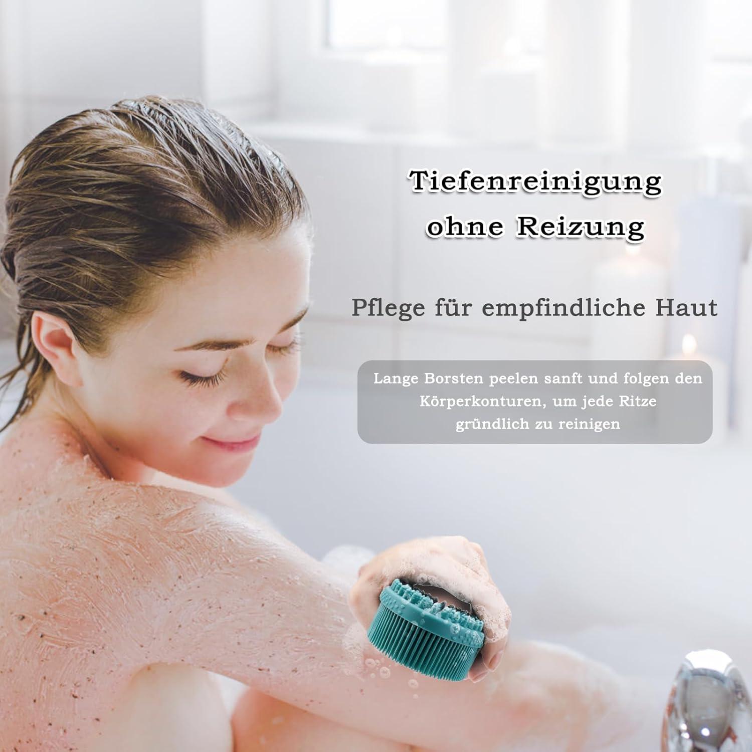 FREATECH Silikon Körperbürste für Tiefenreinigung und Massage, Grün