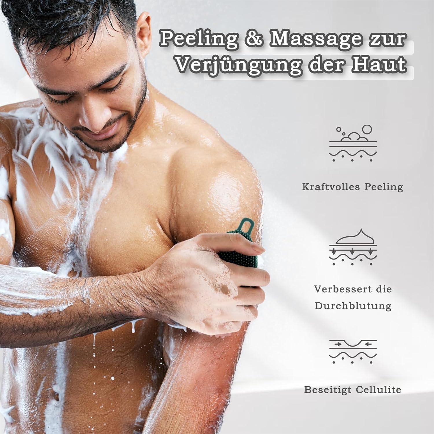 Silikon Doppelseitige Körperbürste für Tiefenreinigung Massage Peeling Grün