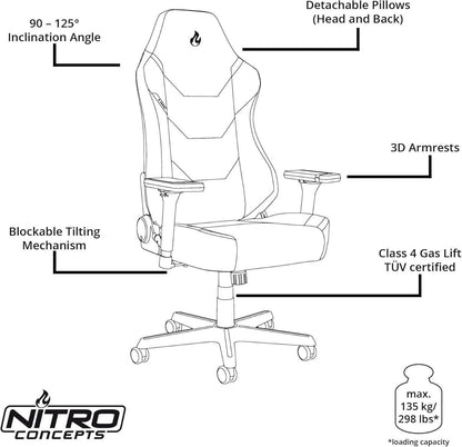 Gaming Stuhl Nitro Concepts X1000 Bürostuhl Ergonomisch Schwarz Blau