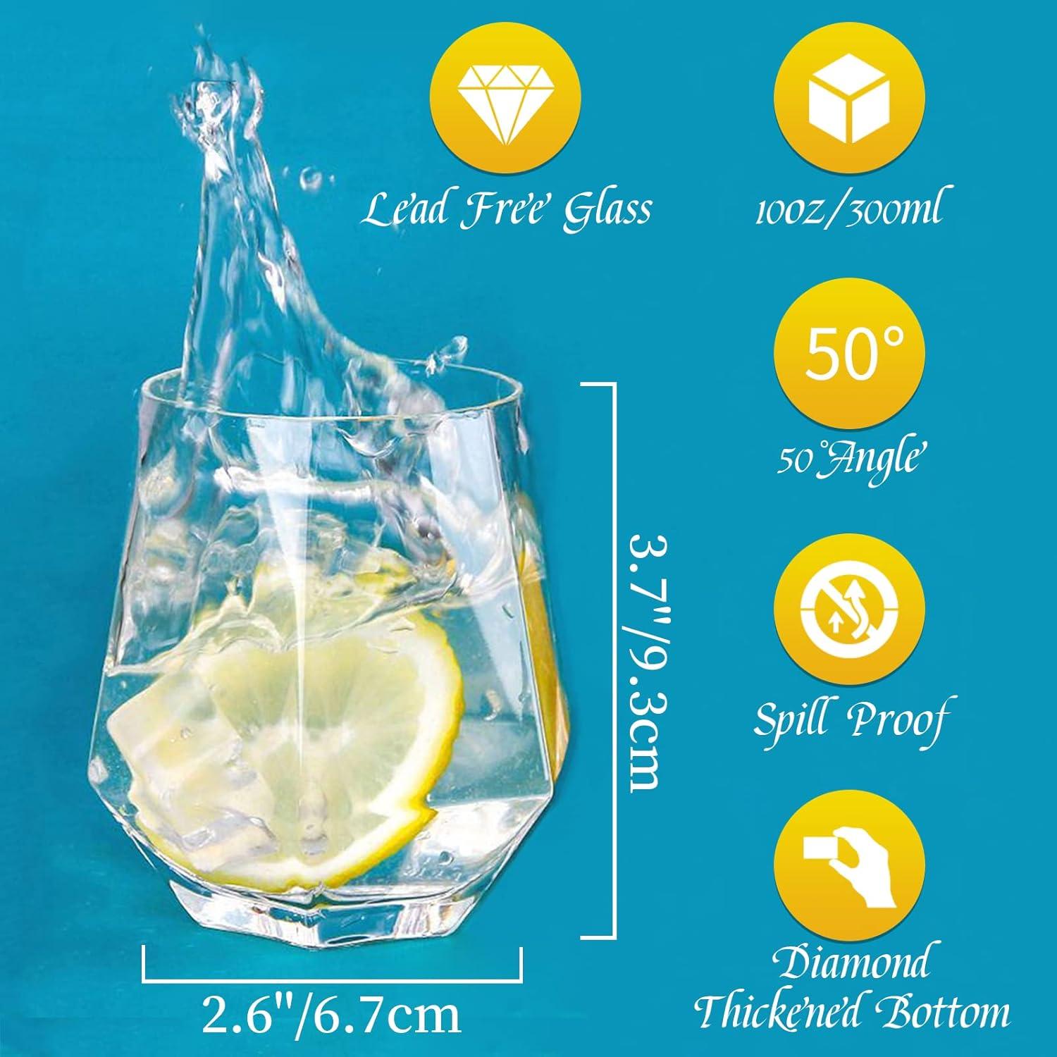 Diamond Whisky Glasses 2er-Set 300 Ml Moderner Look Männer Frauen Papa Ehemann Freunde Bourbon Rum Bar Tumbler Klar 2