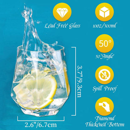 Diamond Whisky Glasses 2er-Set 300 Ml Moderner Look Männer Frauen Papa Ehemann Freunde Bourbon Rum Bar Tumbler Klar 2