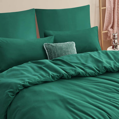 Bettwäsche 220x240 grün - 3tlg. Set mit Kissenbezügen