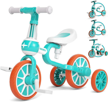 Laufrad Kinder 4 in 1 Dreirad Lauffahrrad Grün