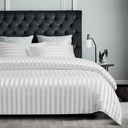 Damier Satin Bettwäsche-Set 200x220cm Weiß Glanzsatin 3-teilig