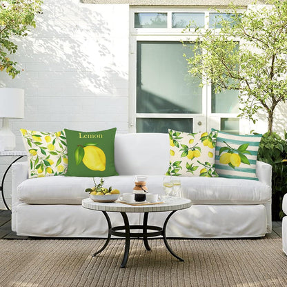 4er Set Kissenbezüge Zitrone 45x45cm Gelb Grün Polyester