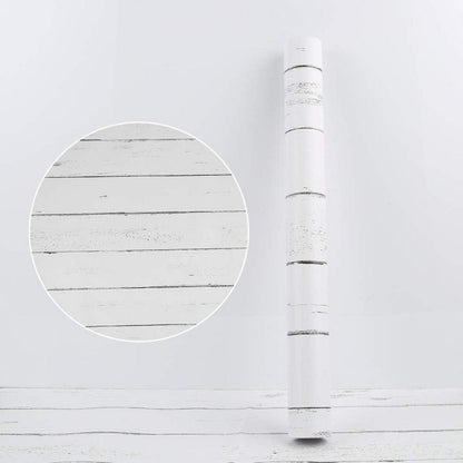Weiße Selbstklebende Holz Tapete 44.5x1000cm für Wohnzimmer Küche