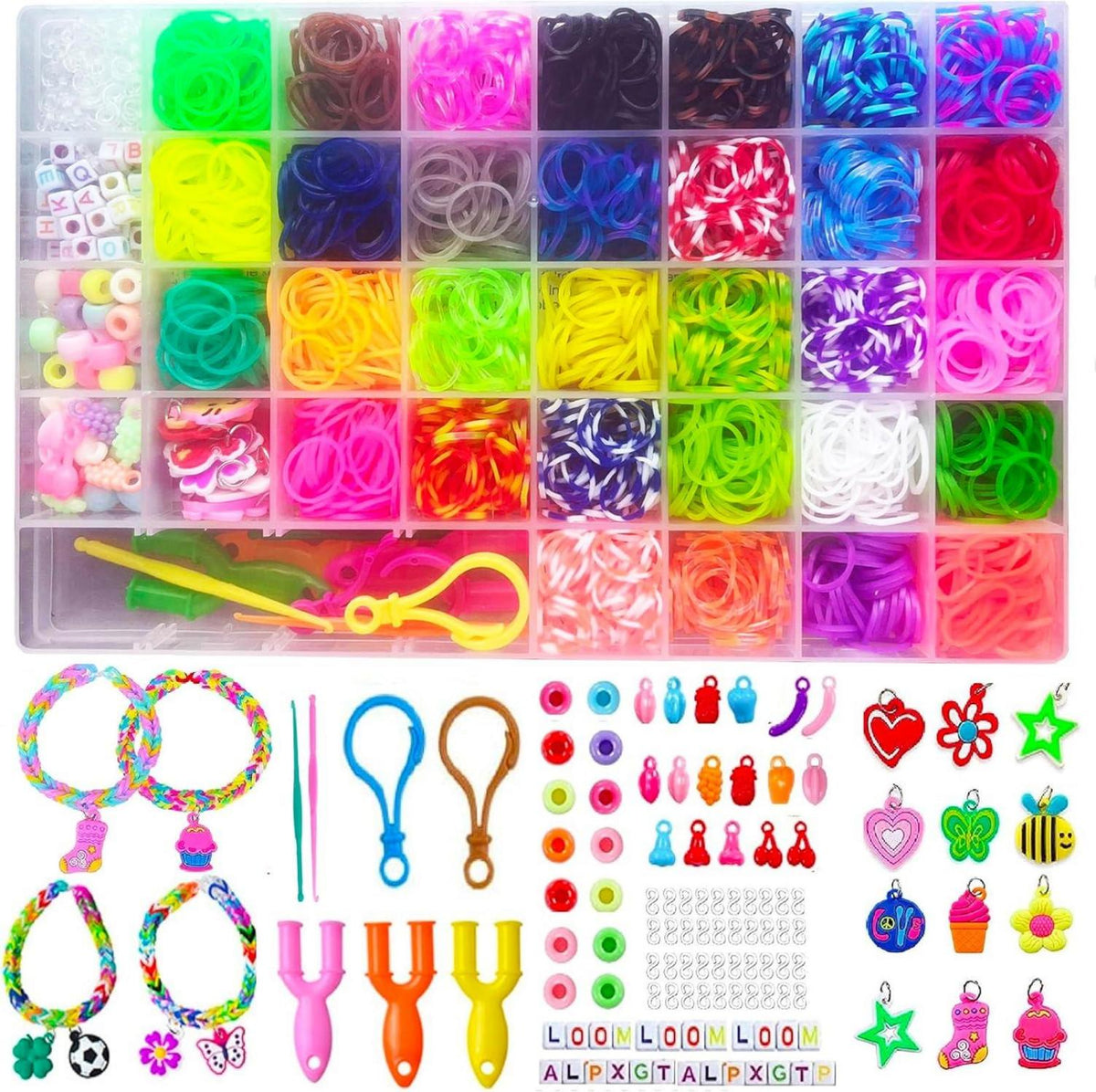 Regenbogen Gummibänder Set mit Zubehör für DIY Armbänder