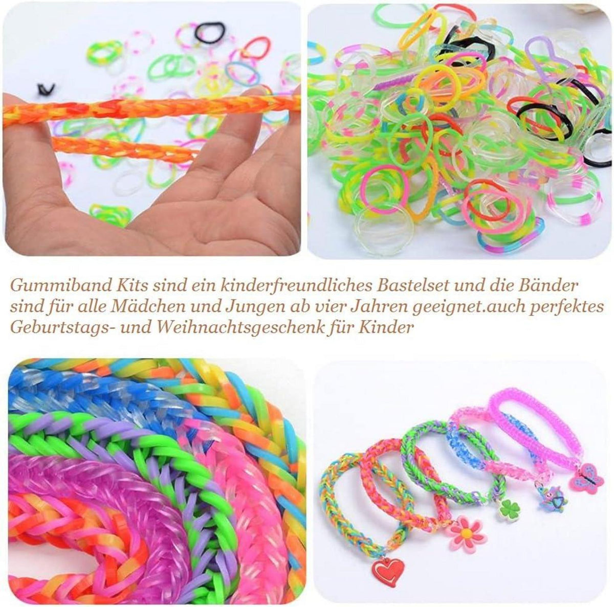 Regenbogen Gummibänder Set mit Zubehör für DIY Armbänder