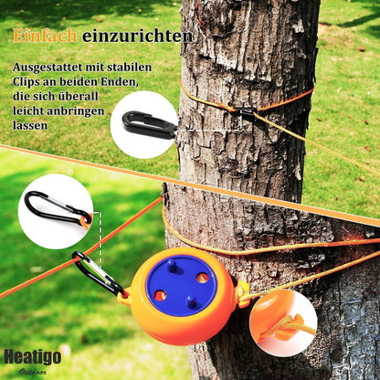 Ausziehbare Wäscheleine 10m Camping Reise Outdoor Orange