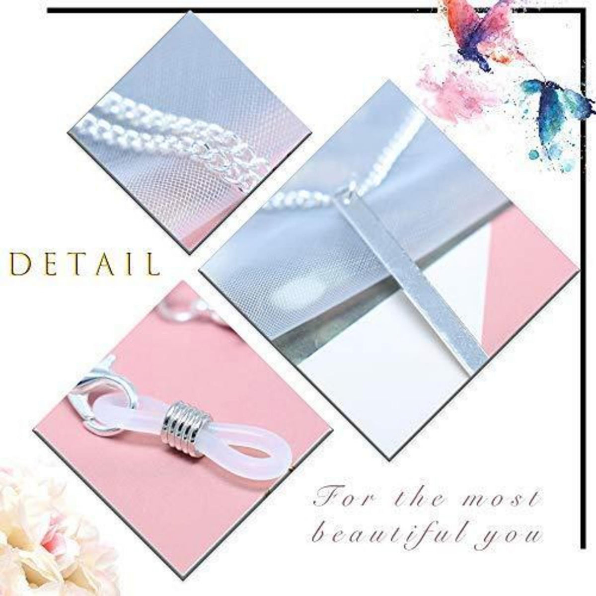 Boho Brillenketten mit Strass-Mond - Rutschfest & Geschenkverpackt