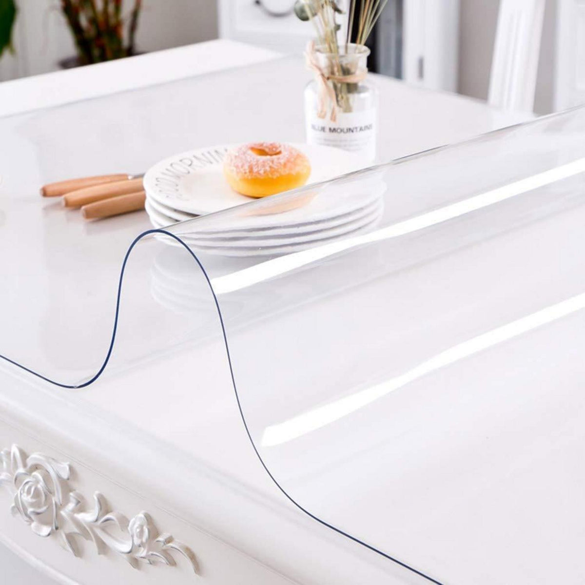 PVC Tischdecke Transparent Rechteck 80x200cm - 2mm Dicke