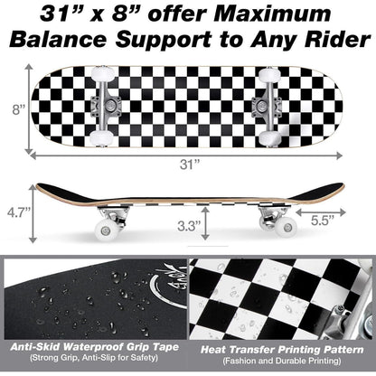 Komplettes Cruiser Skateboard 31x8 Zoll – Robust & Für Anfänger