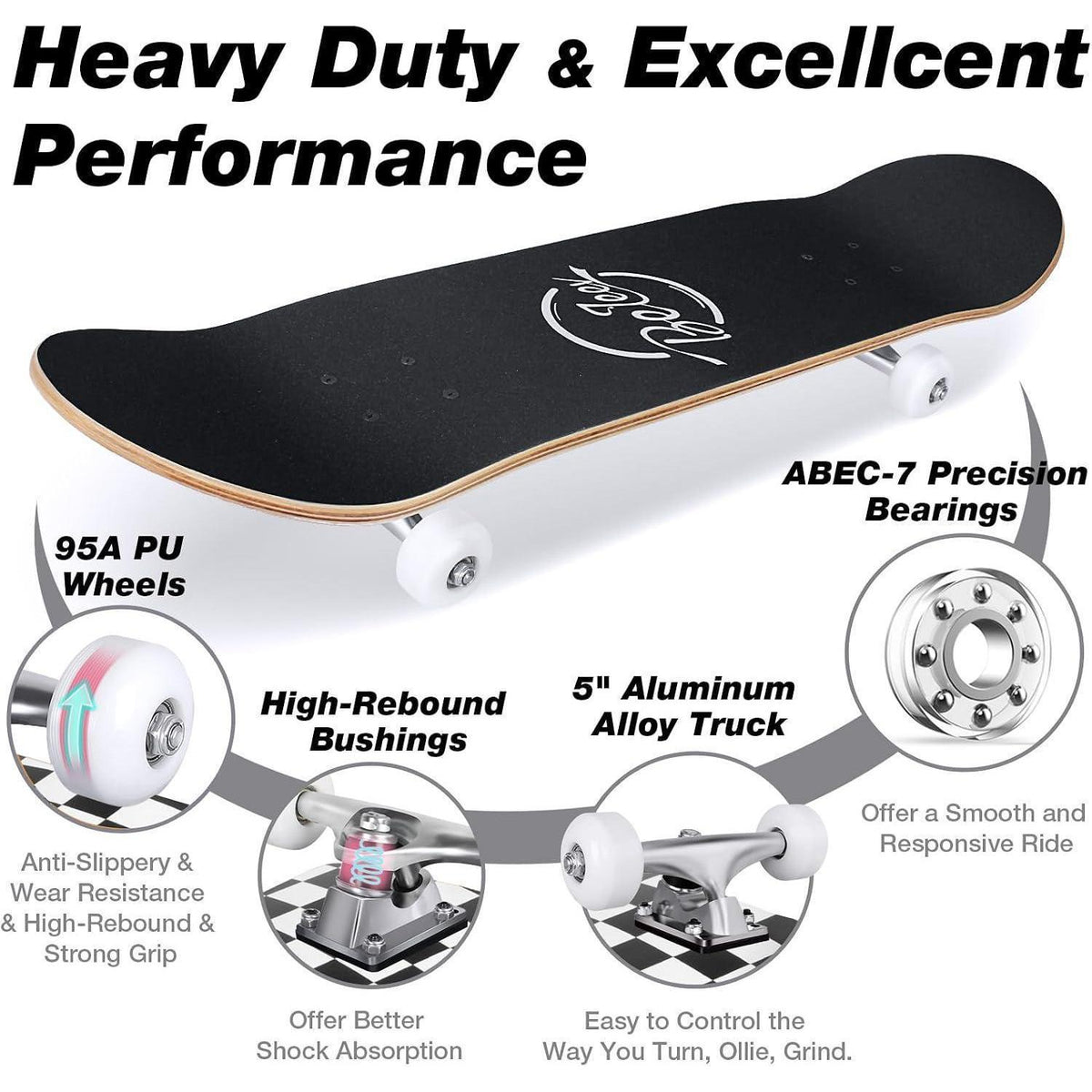 Komplettes Cruiser Skateboard 31x8 Zoll – Robust & Für Anfänger