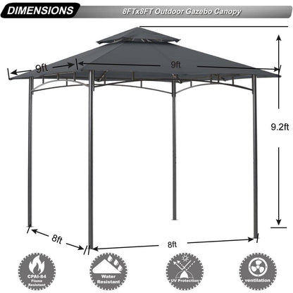 2,5x2,5m Gartenpavillon mit Doppeldach, Dunkelgrau