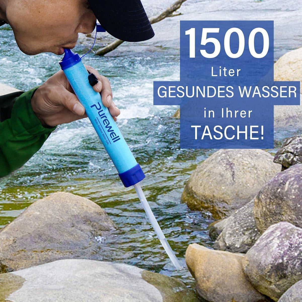 Tragbarer Wasserfilter für Outdoor – 1500 Liter Kapazität