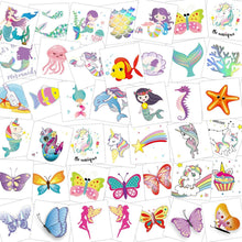 80x Schmetterling Einhorn Meerjungfrau Glitzer Tattoo Set