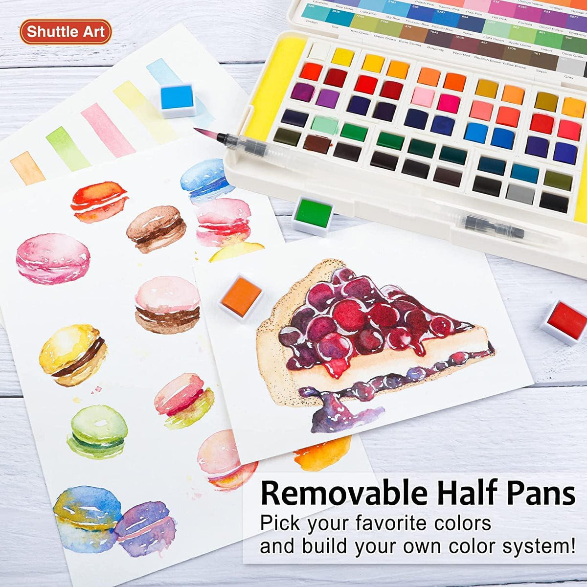 Aquarellfarben Set 48 Wasserfarben Pinsel Aquarellblock Palette Geeignet Kinder Erwachsene Einsteiger