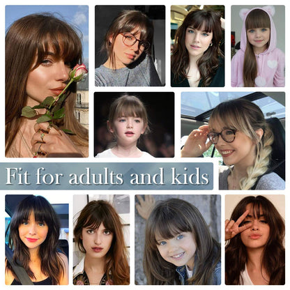 Echthaar Clip in Bangs Pony - Dunkelbraun, Haarverlängerung Fringe Extensions