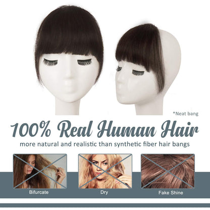Echthaar Clip in Pony Dunkleres Braun - Dickes Pony