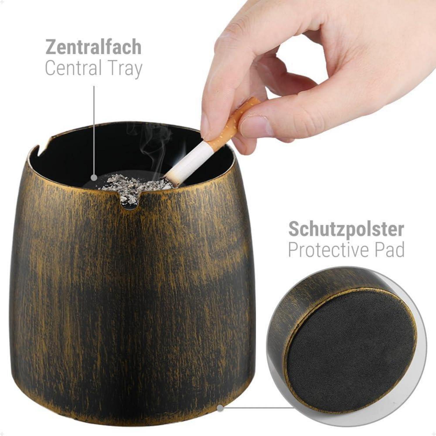 Großer Windaschenbecher mit Deckel aus Edelstahl für Innen und Außen
